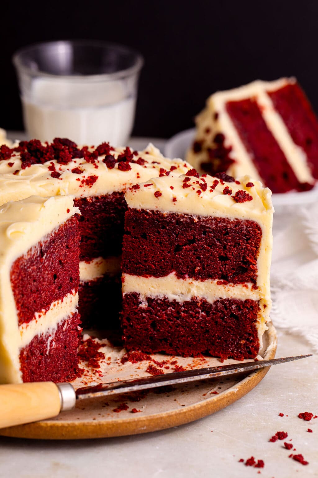 Beet red velvet layer cake with cream cheese frosting