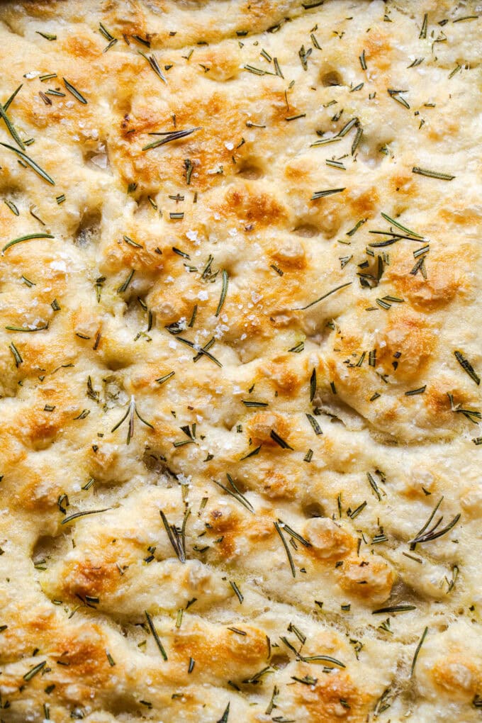 closeup of focaccia bread