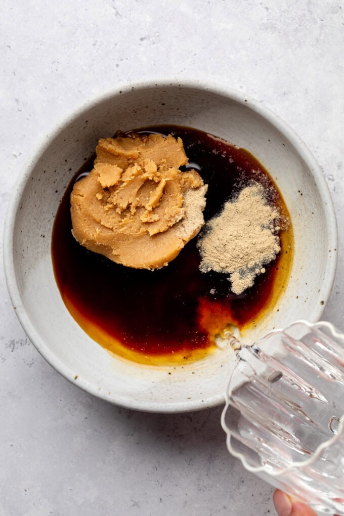 miso sauce ingredients in bowl
