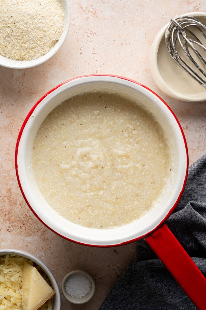 cheese grits in saucepan