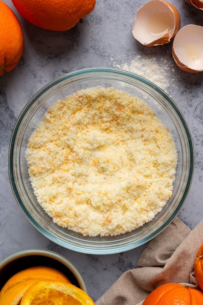 orange citrus sugar in glass bowl
