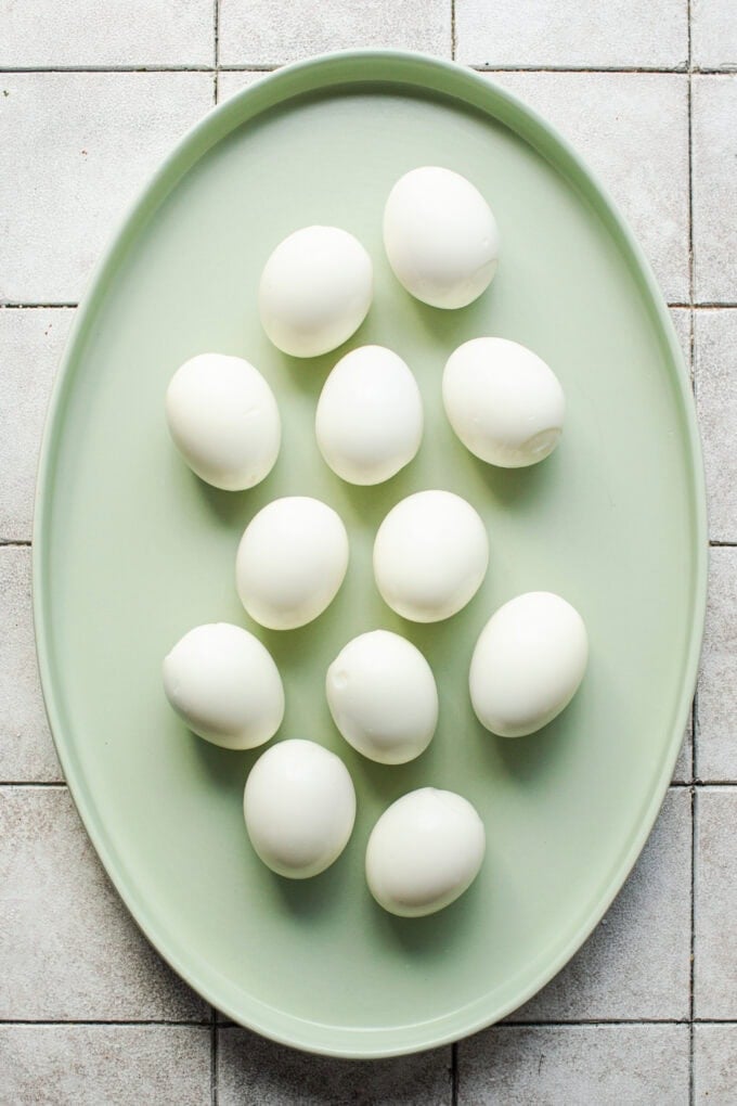 hard boiled eggs on platter