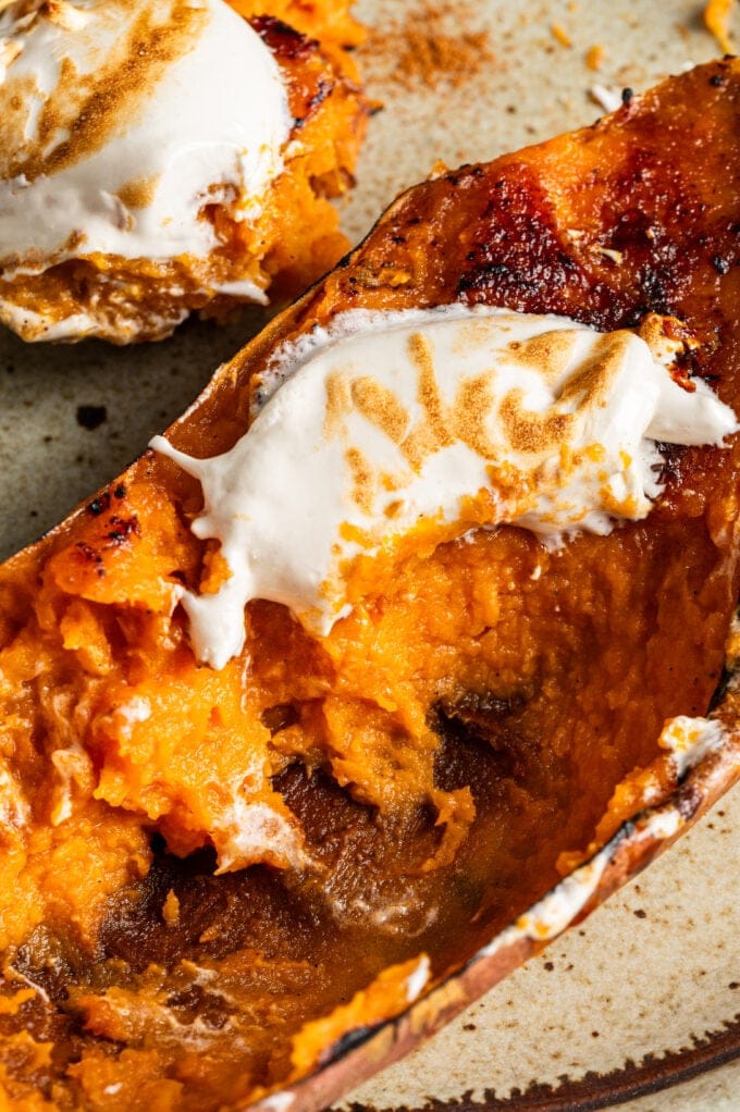 bruleed sweet potato with marshmallow fluff