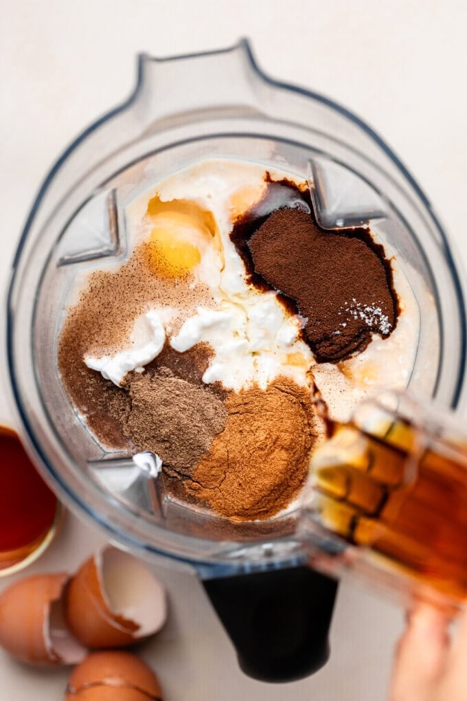 flan ingredients in blender