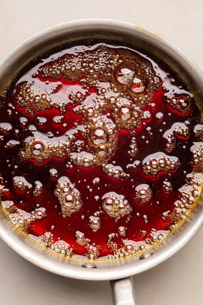 caramel sauce in cake pan