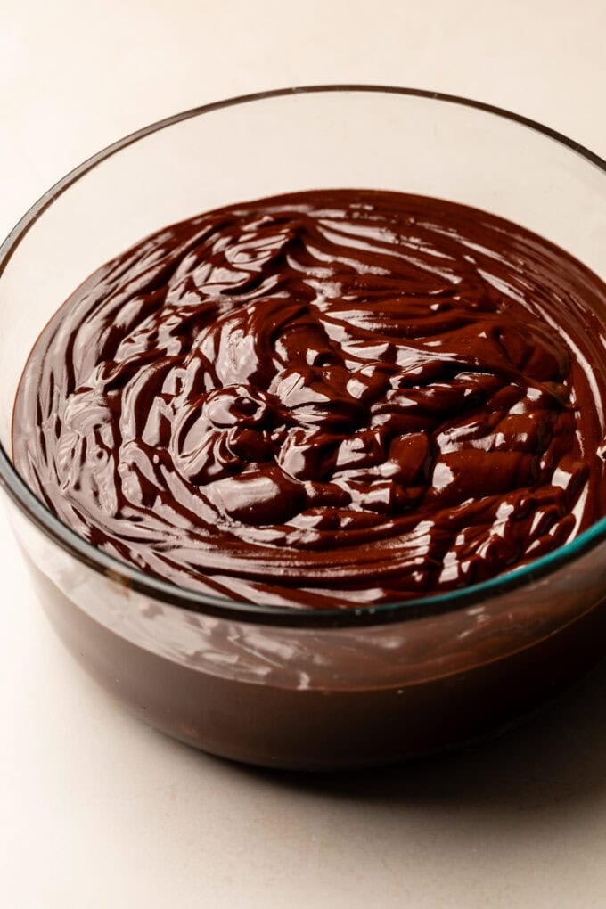 chocolate sauce in glass bowl