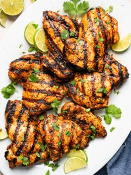 grilled tequila lime marinated chicken on platter