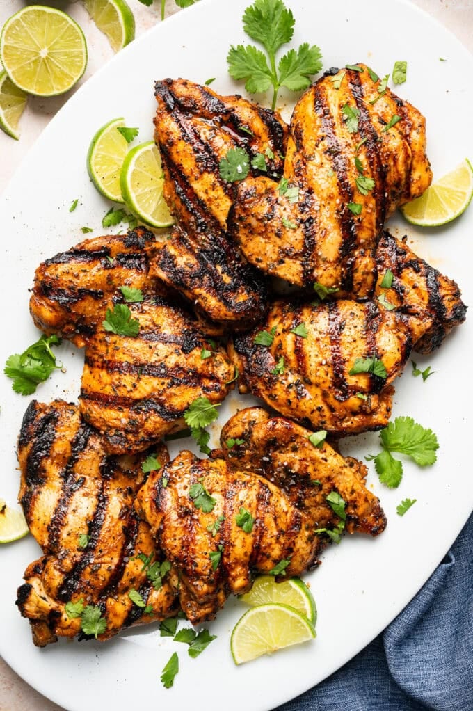 grilled tequila lime marinated chicken on platter