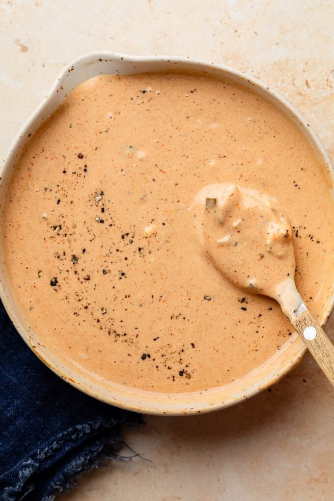 burger sauce in bowl with spoon
