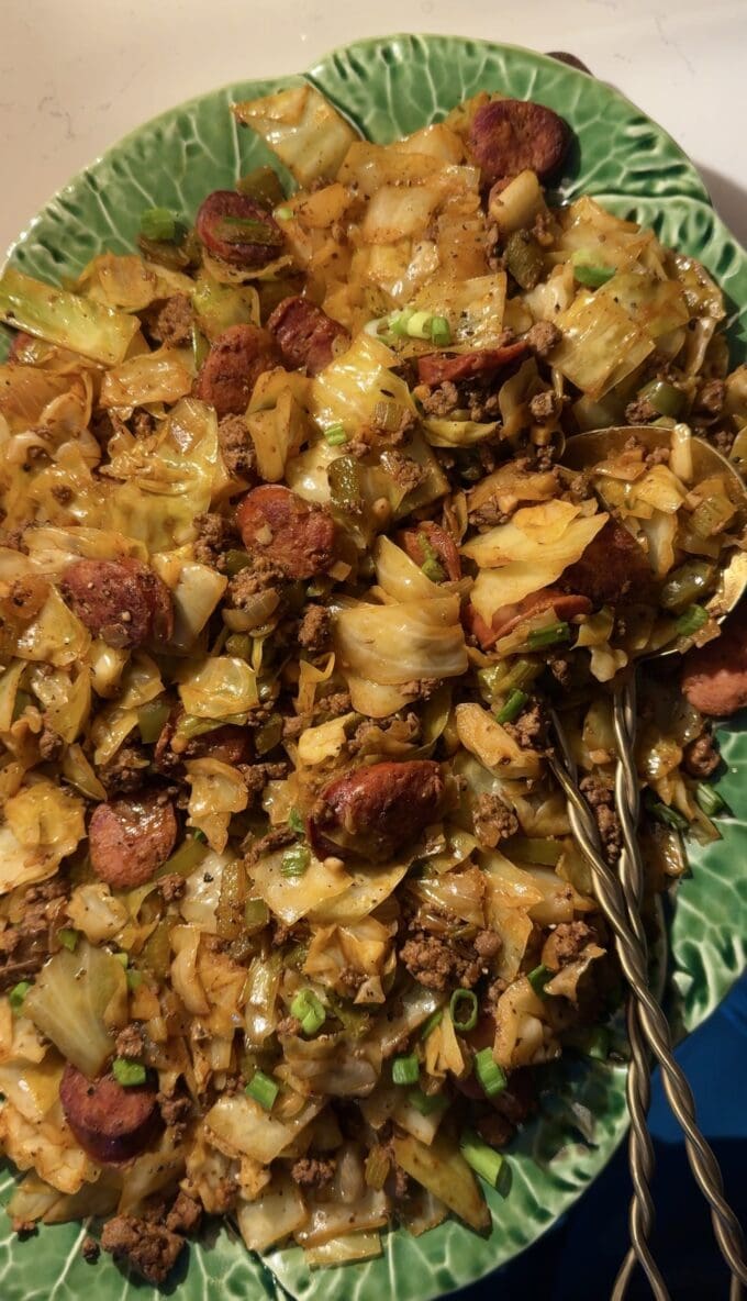 closeup of dirty cabbage on platter