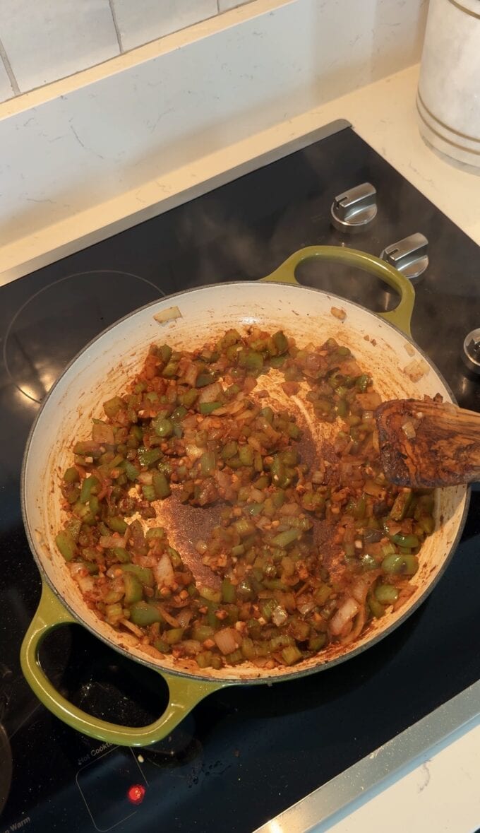 sautéed veggies in skillet