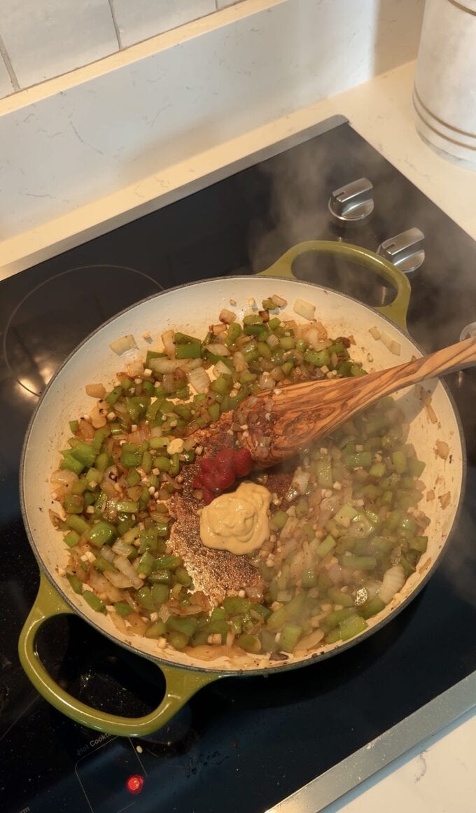 sautéed aromatics in pan