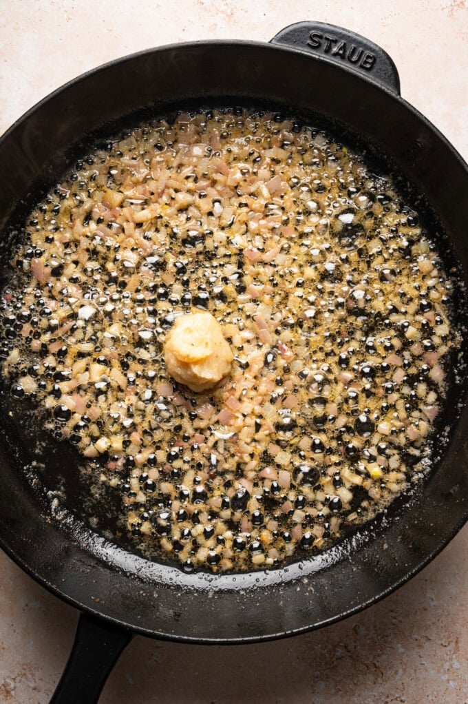 sautéed shallot in skillet