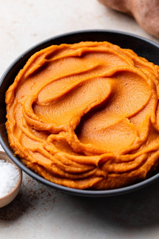 roasted sweet potato puree in bowl