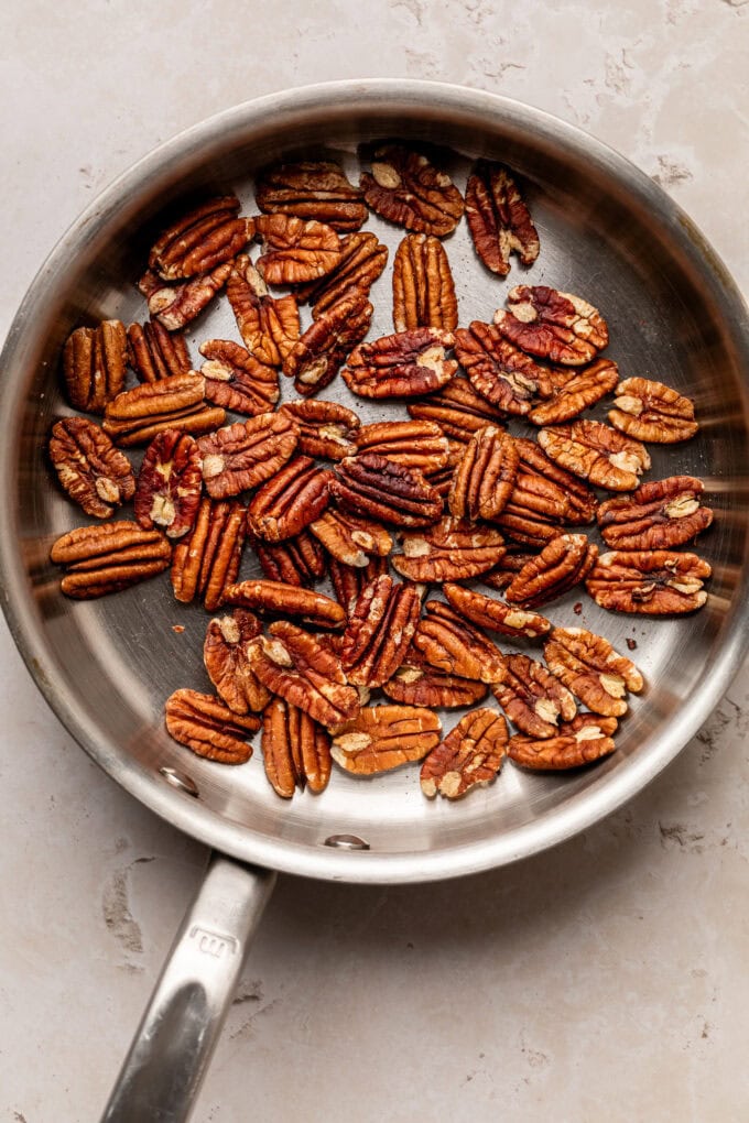 pecans in saucepan
